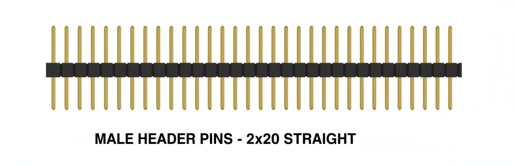دبابيس رأس ذكرية (Male header pins) للتوصيل بلوحة التجارب.







