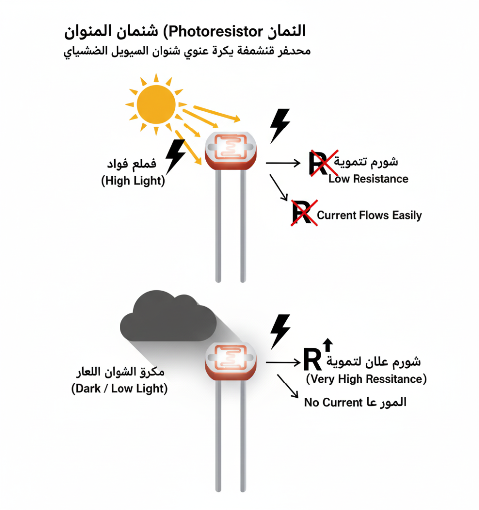 المقاوم الضوئي هو أبسط مستشعر يمكنك استخدامه لربط العالم المادي (الضوء) بالدائرة الإلكترونية!