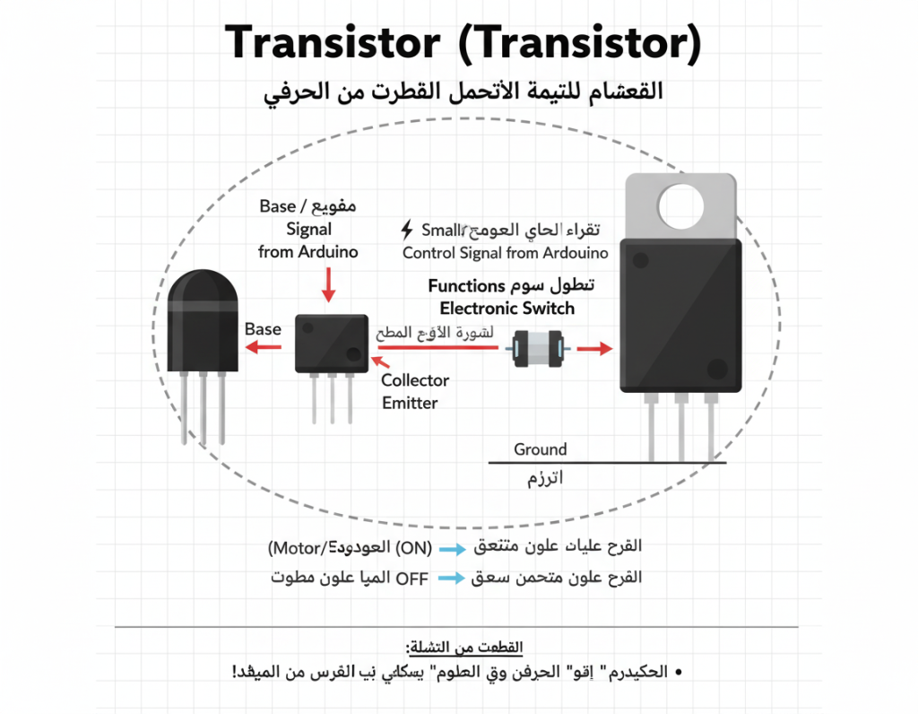 فإن الترانزستور هو "العضلة" التي تنفذ الأوامر القوية. هذا المكون الصغير ذو الأرجل الثلاث هو بلا شك أحد أهم الاختراعات في تاريخ الإلكترونيات.
