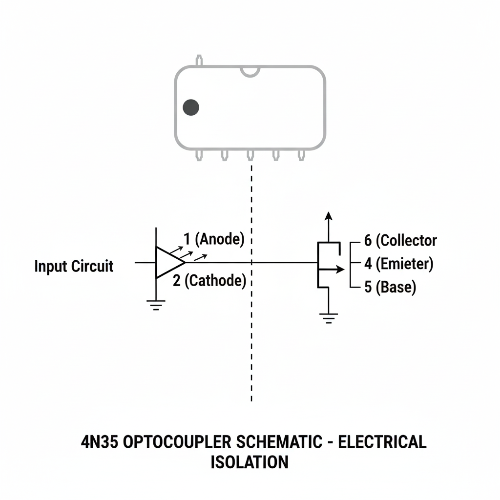 مُقرن ضوئي (Optocoupler) أو عازل ضوئي (Opto-isolator)، ورقمه النموذجي هو 4N35.