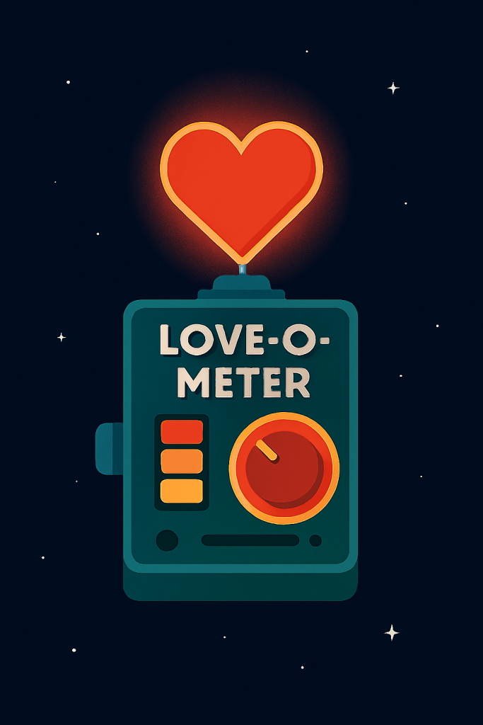 رسم تعليمي لمشروع Love-o-Meter باستخدام Arduino، يحتوي على حساس حرارة، مصابيح LED متعددة الألوان، وأسلاك توصيل، بأسلوب رمزي مبسط